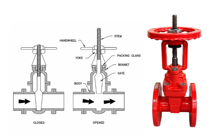 Cấu tạo và nguyên lý hoạt động van cổng ty nổi DN50