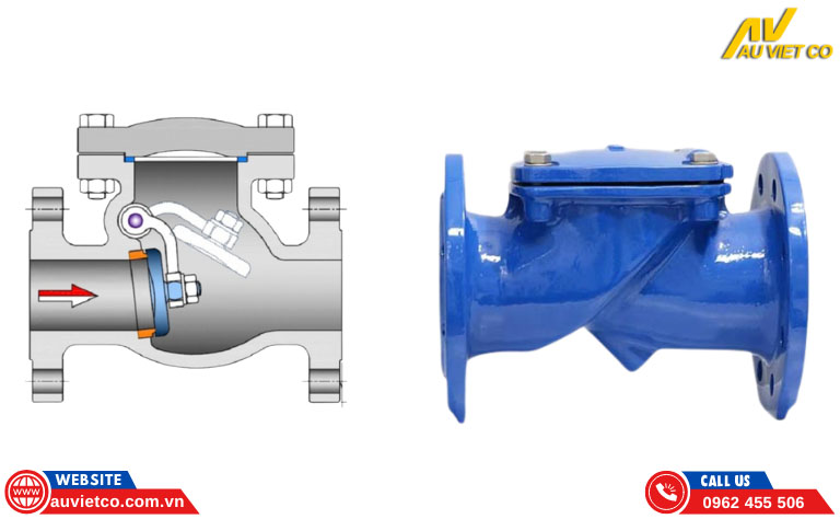 Cấu tạo van 1 chiều lá lật gang Trung Quốc