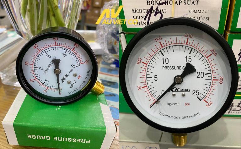 Đồng hồ áp suất KK Gauges 5 và 25 kg/cm2