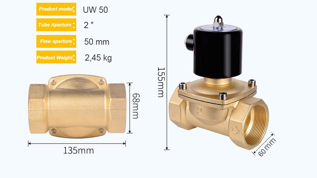 Kích thước van điện từ phi 60
