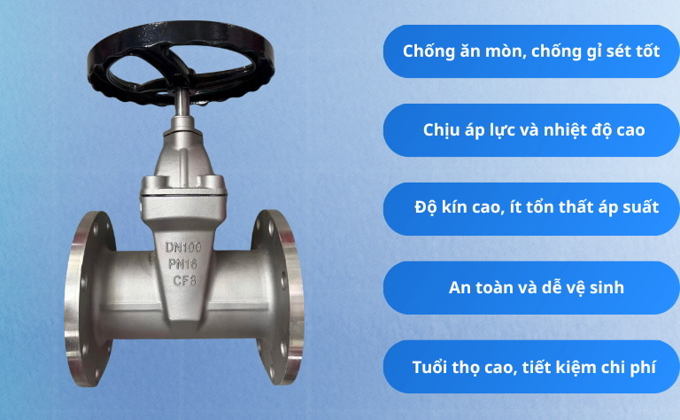 Ưu điểm nổi bật của van cổng inox 304