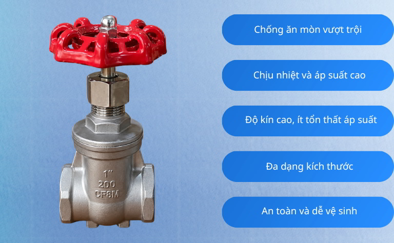 Ưu điểm nổi bật van cổng inox 316
