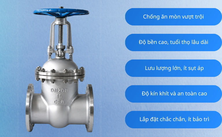 Ưu điểm nổi bật van cổng inox DN200