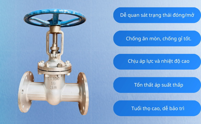 Ưu điểm nổi bật van cửa inox ty nổi
