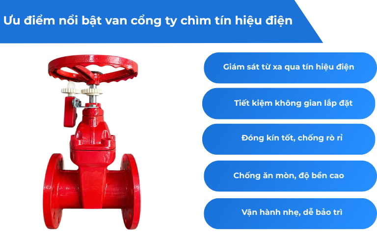 Ưu điểm nổi bật của van cửa ty chìm tín hiệu điện