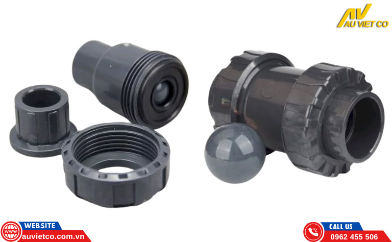 Ví dụ đây là dòng van bi 1 chiều nhựa PVC