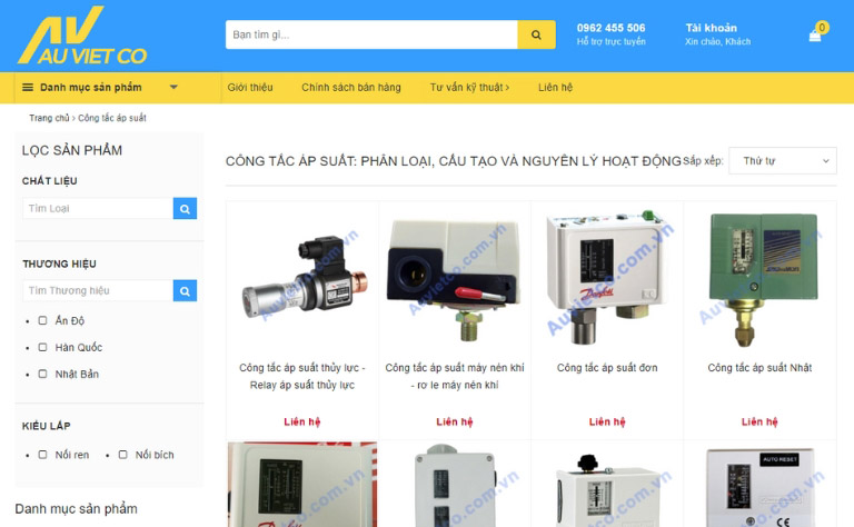 Website của van công nghiệp Âu Việt
