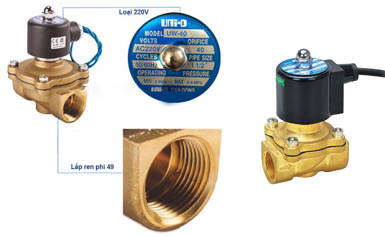 Van điện từ UniD DN40 - Phi 49mm