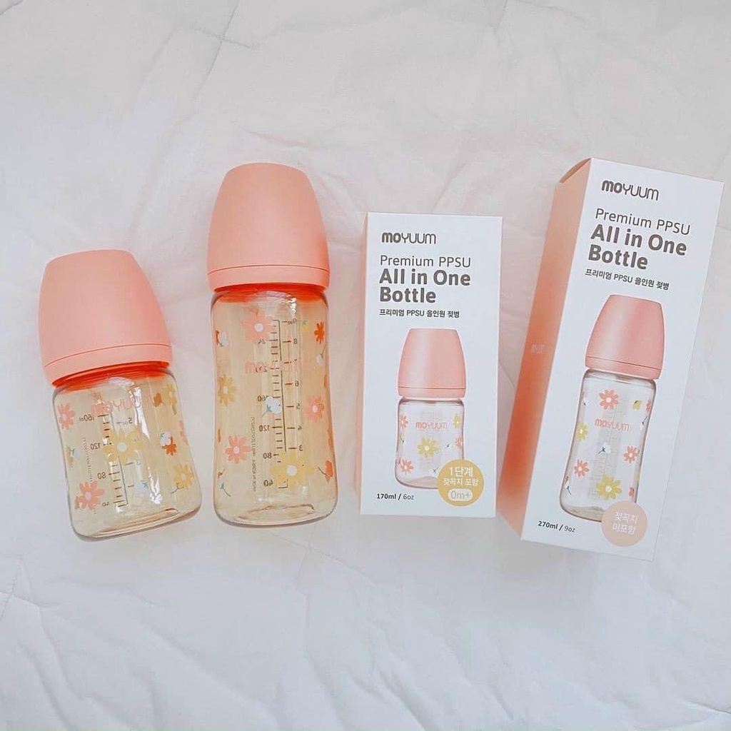 Bình sữa Moyuum Hàn Quốc 270ml Hoa Cúc Hồng (Daisy Edition)