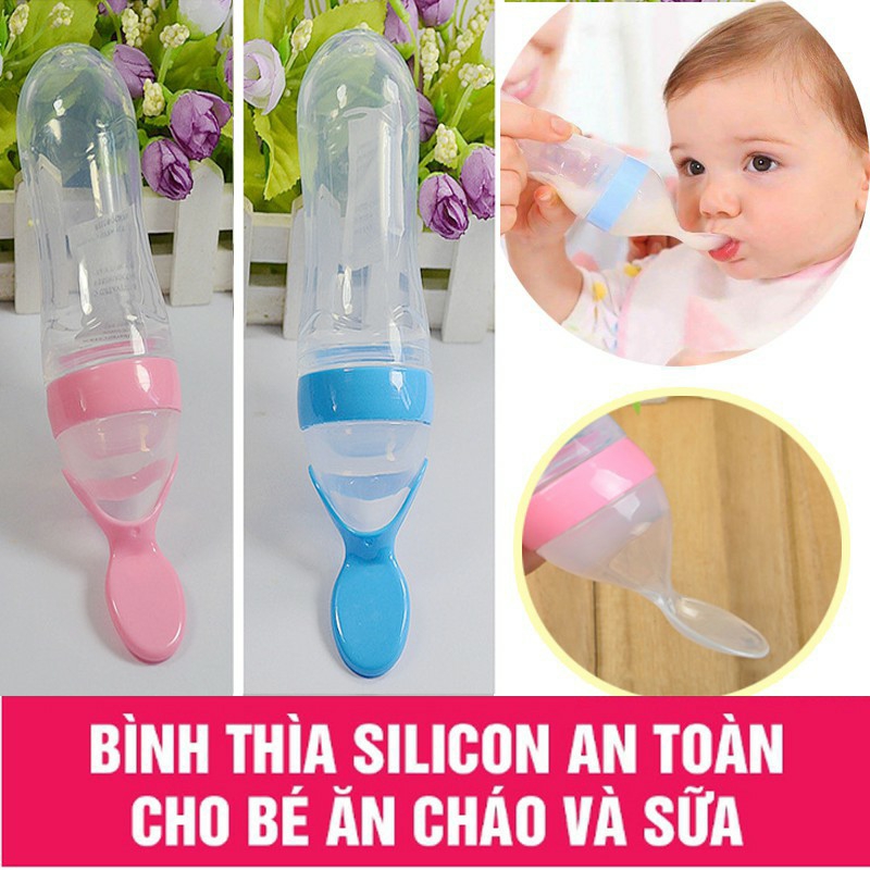 Bình thìa ăn dặm silicone mềm cho bé