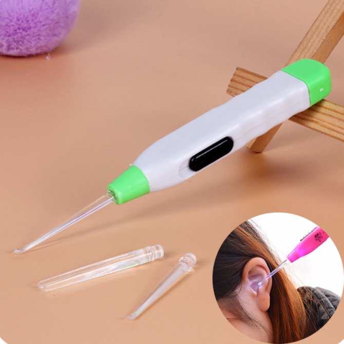 [Set 4c] Dụng cụ lấy ráy tai có đèn LED an toàn, tiện dụng