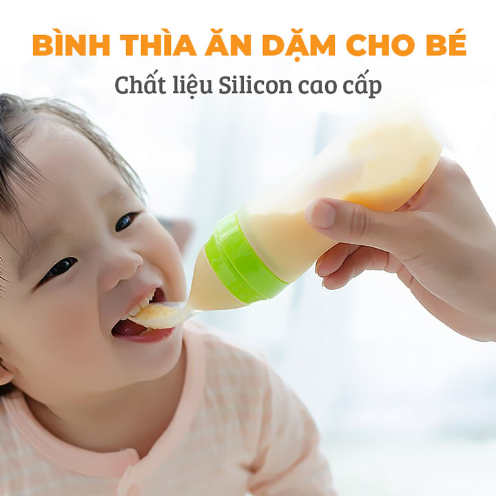 Bình thìa ăn dặm silicone mềm cho bé