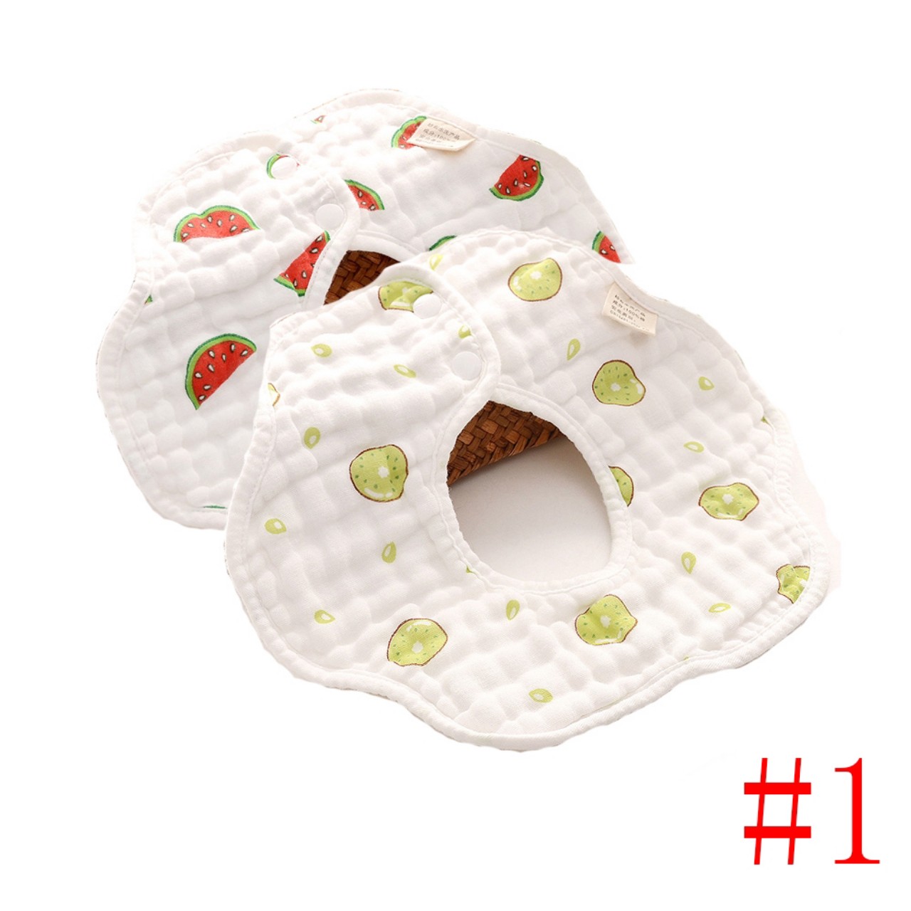 Yếm tròn Organic 2 mặt xoay 360 độ, chất liệu vải xô 8 lớp dày dặn siêu thấm hút cho bé