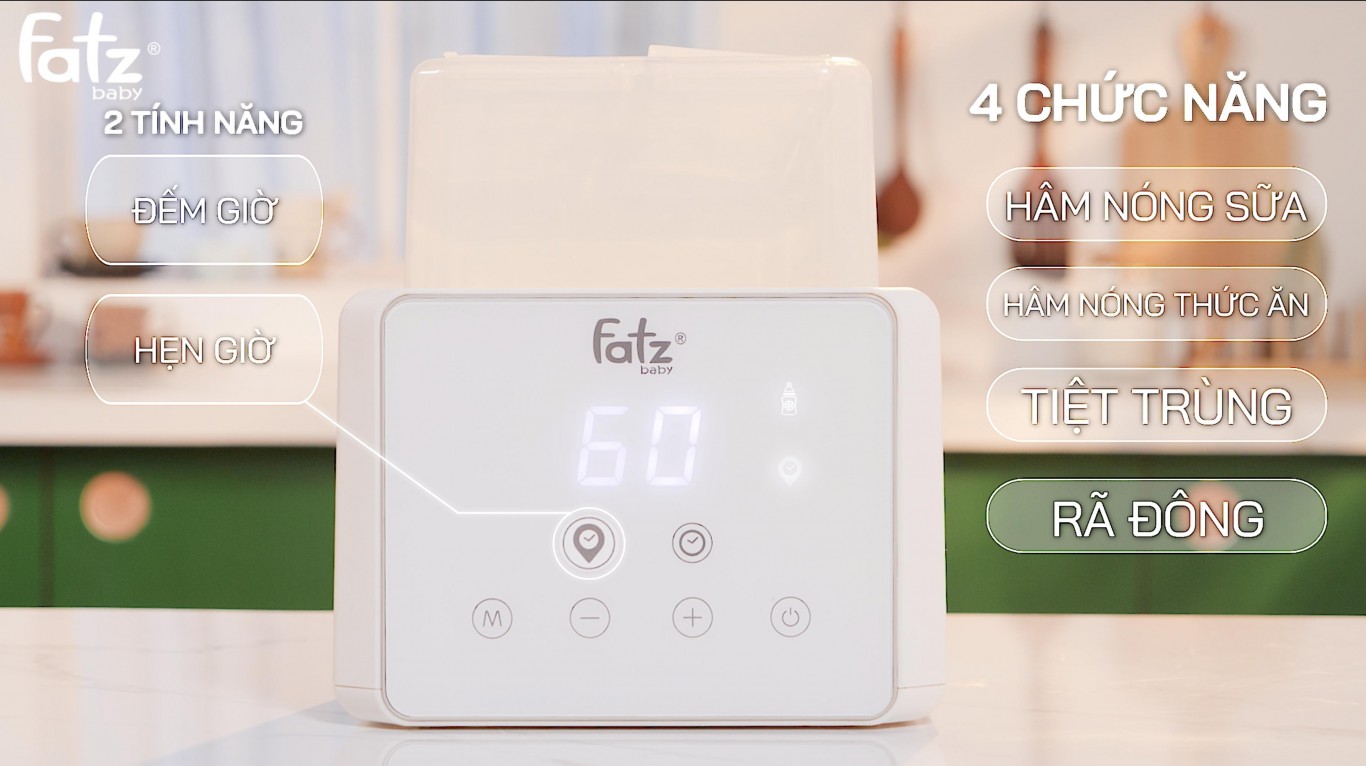 Máy hâm tiệt trùng 2 bình sữa cao cấp có màn hình hiển thị Fatz Duo 3