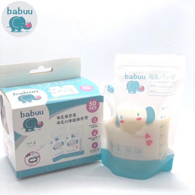 Hộp 50 túi trữ sữa cao cấp Babuu Nhật Bản 250ml