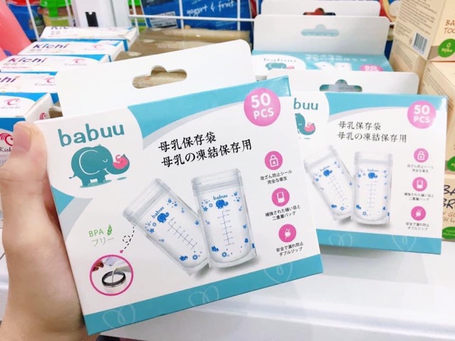 Hộp 50 túi trữ sữa cao cấp Babuu Nhật Bản 250ml