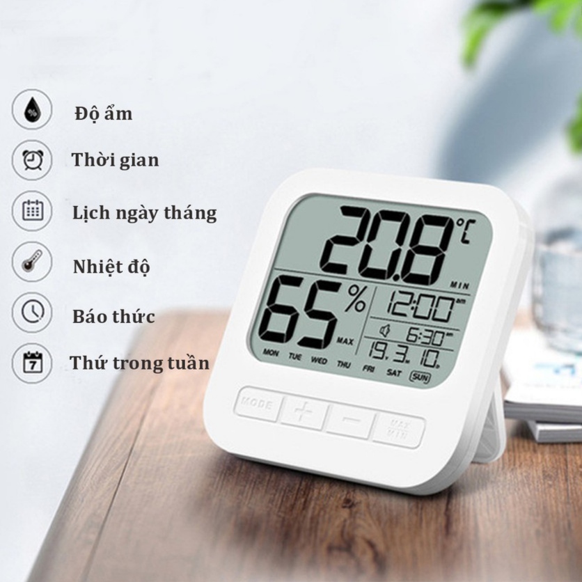 Nhiệt ẩm kế điện tử 6 trong 1 (phím cơ)