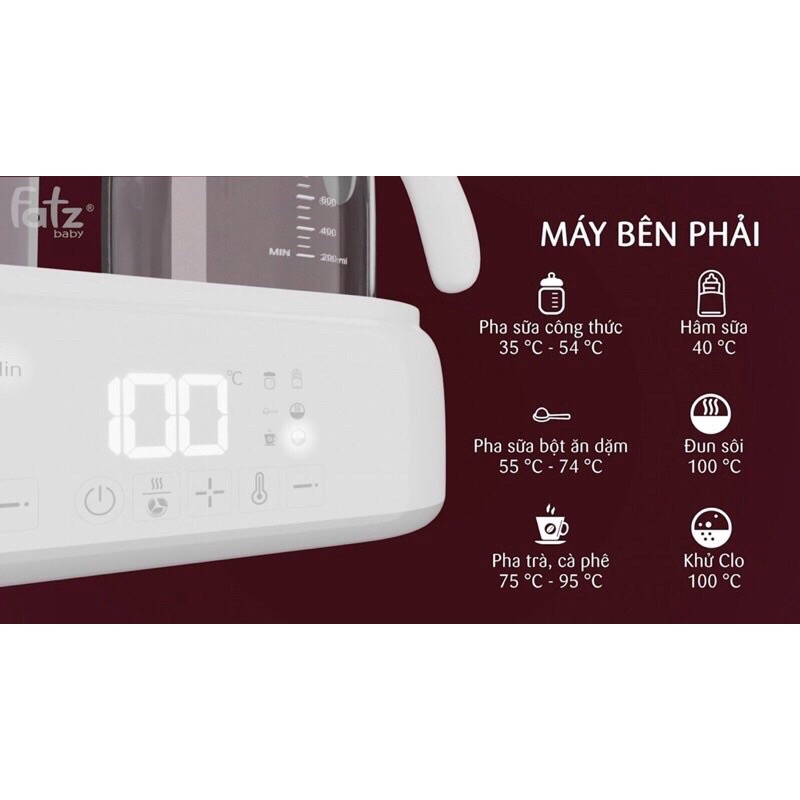 Máy hâm tiệt trùng sấy khô và đun nước pha sữa đa năng (ALL-IN-ONE) Fatzbaby - Multimax 2