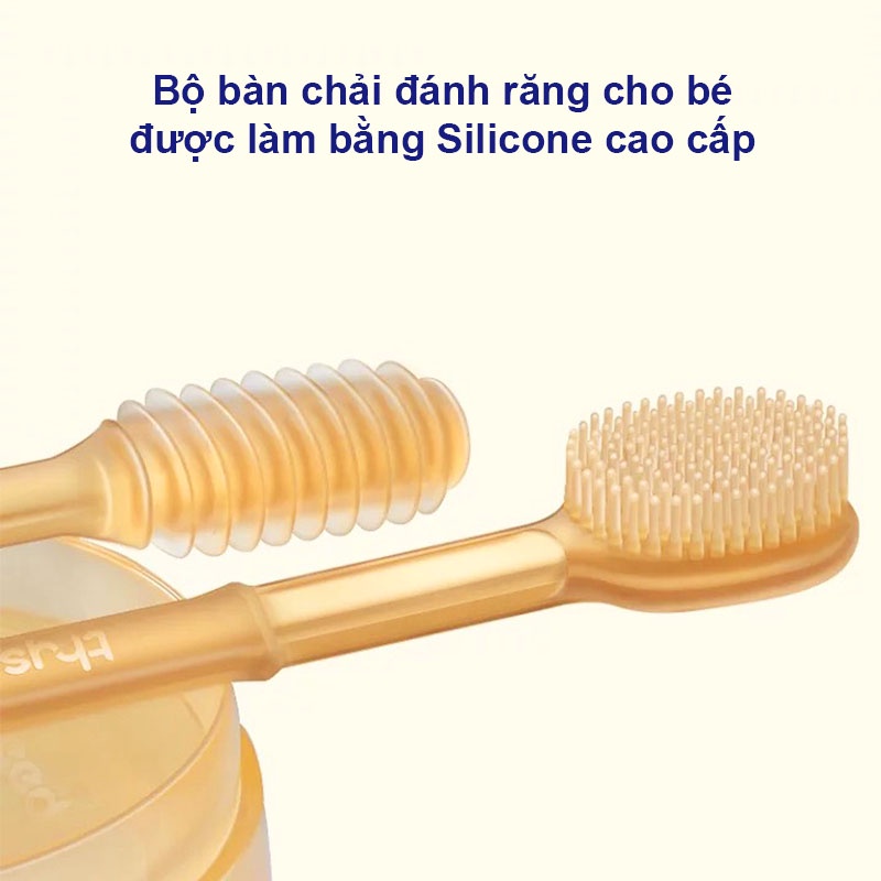 Bộ rơ lưỡi kèm bàn chải đánh răng silicon siều mềm, an toàn cho bé