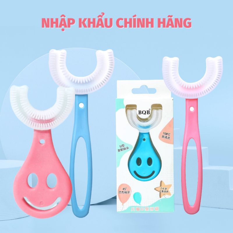 Bàn chải đánh răng chữ U cho bé 2-6 tuổi, tay dẹt