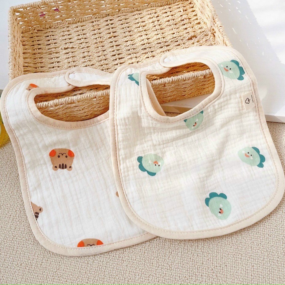 Yếm xô, yếm chữ U Organic Muslin cao cấp 6 lớp xuất Hàn Quốc dễ thương cho bé