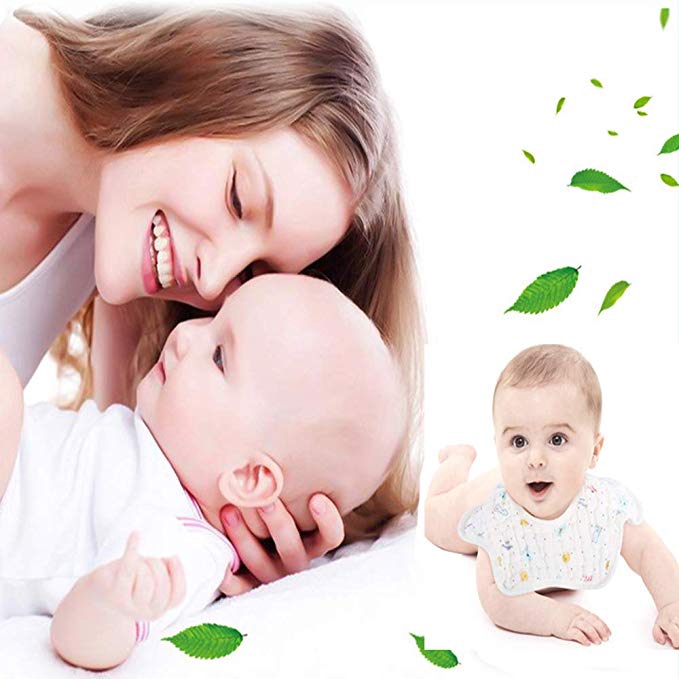 Yếm tròn Organic 2 mặt xoay 360 độ, chất liệu vải xô 8 lớp dày dặn siêu thấm hút cho bé