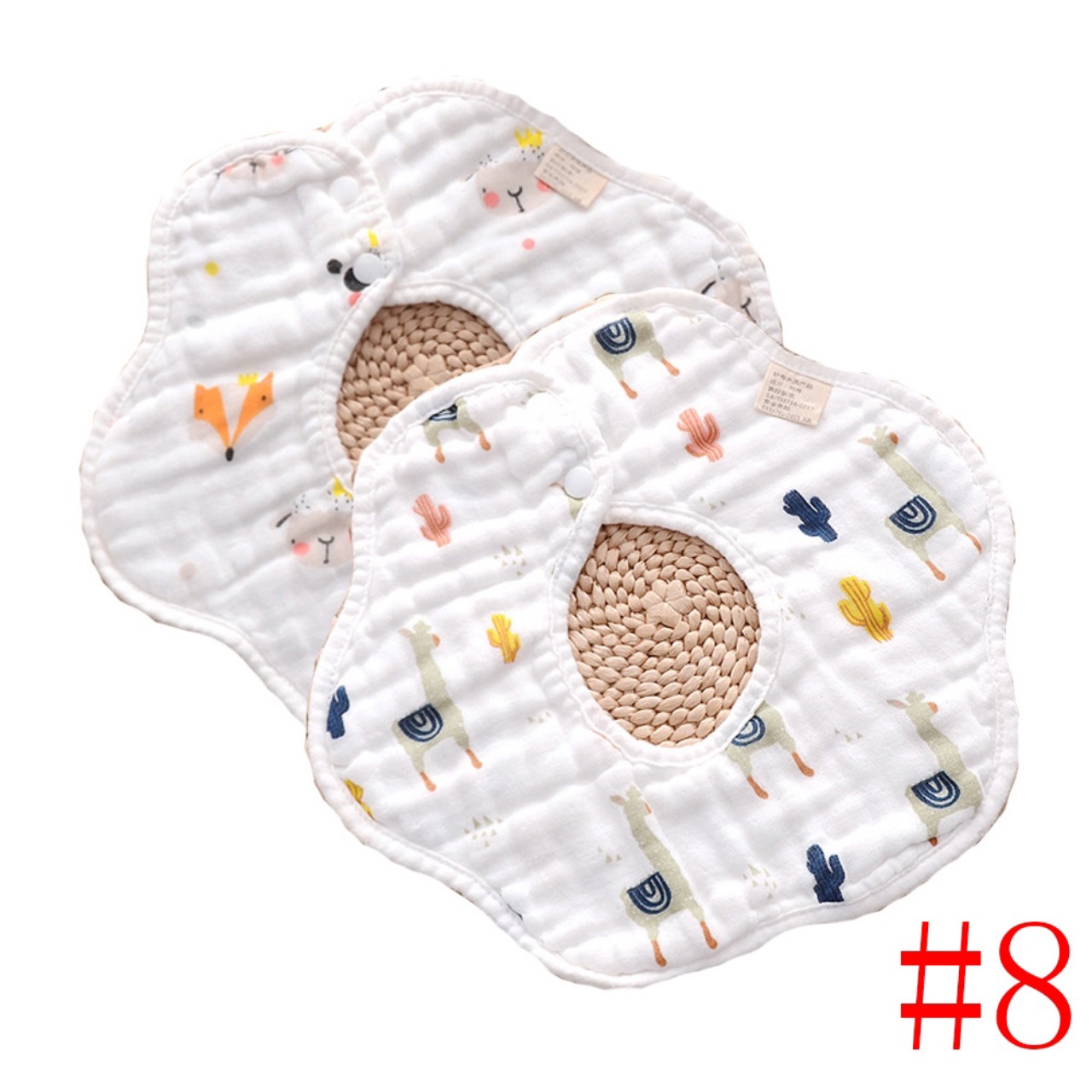 Yếm tròn Organic 2 mặt xoay 360 độ, chất liệu vải xô 8 lớp dày dặn siêu thấm hút cho bé