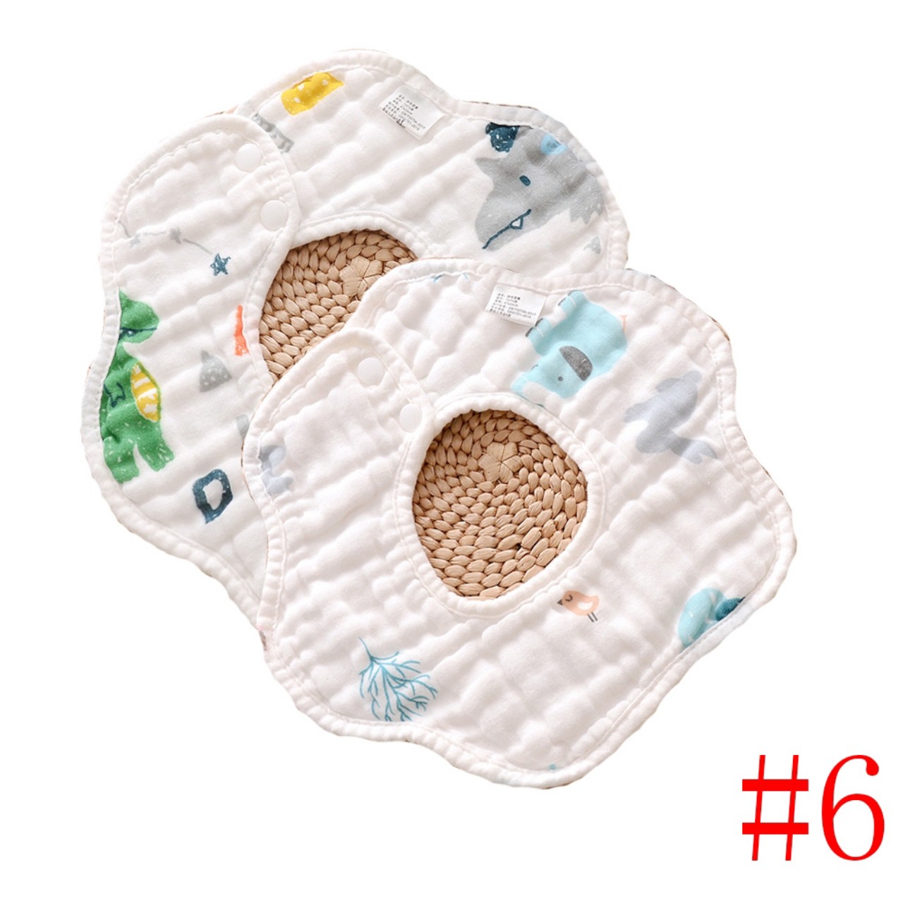 Yếm tròn Organic 2 mặt xoay 360 độ, chất liệu vải xô 8 lớp dày dặn siêu thấm hút cho bé