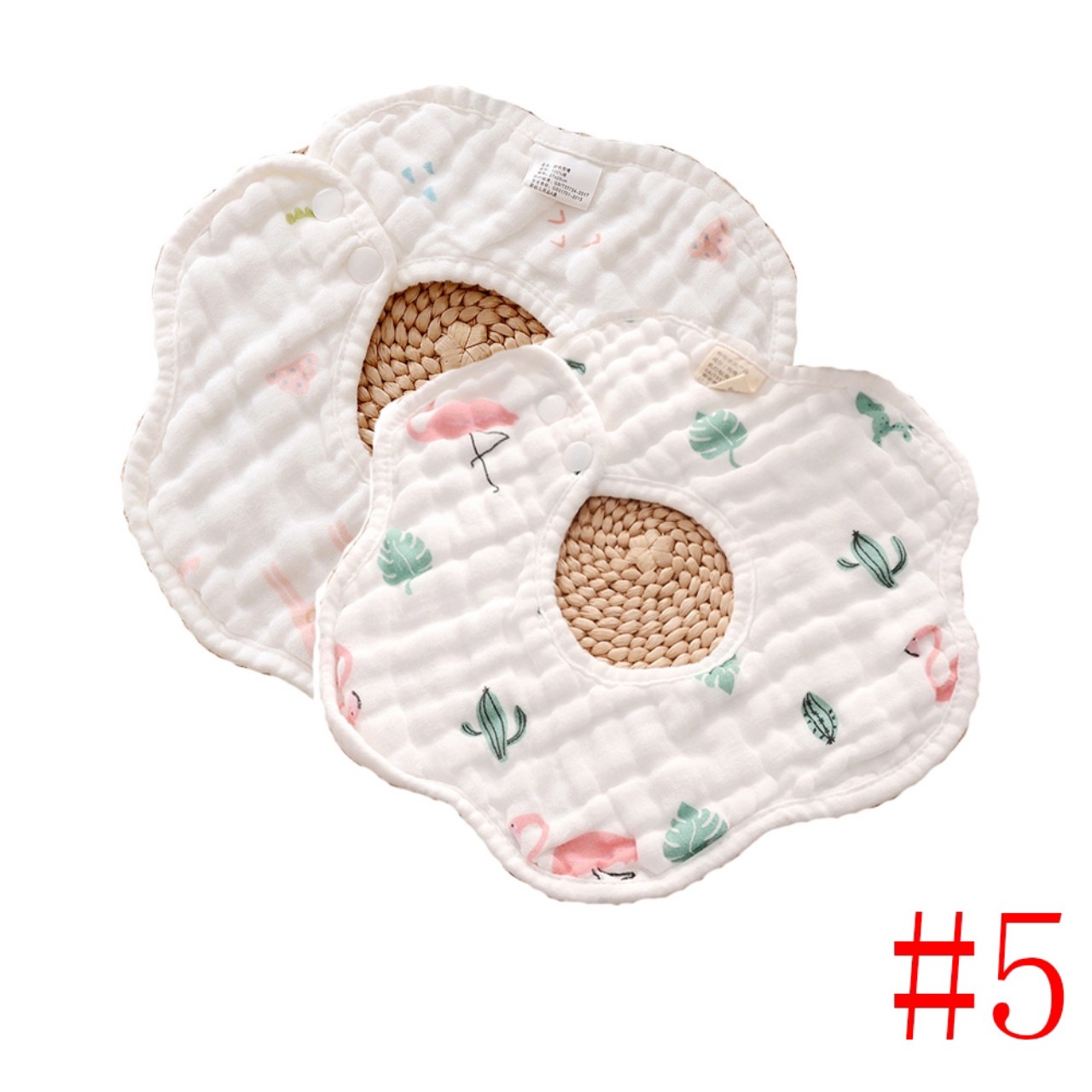 Yếm tròn Organic 2 mặt xoay 360 độ, chất liệu vải xô 8 lớp dày dặn siêu thấm hút cho bé