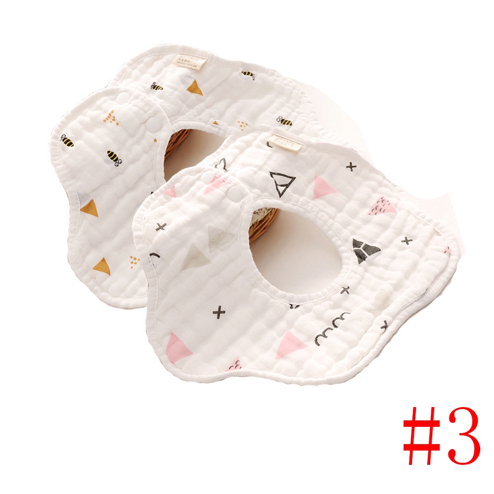 Yếm tròn Organic 2 mặt xoay 360 độ, chất liệu vải xô 8 lớp dày dặn siêu thấm hút cho bé