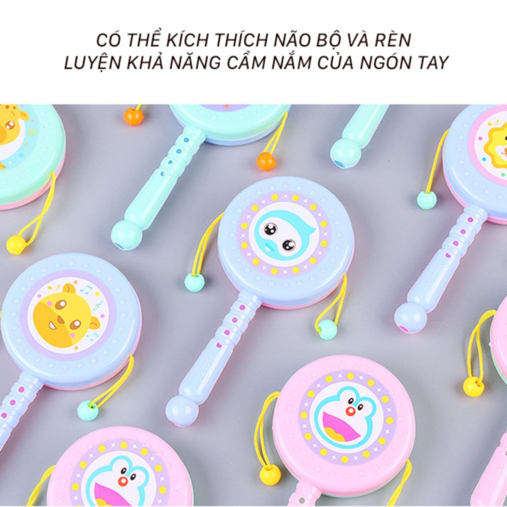 Trống lục lạc cho bé hình động vật ngộ nghĩnh chất liệu nhựa ABS (đồ chơi lục lạc)
