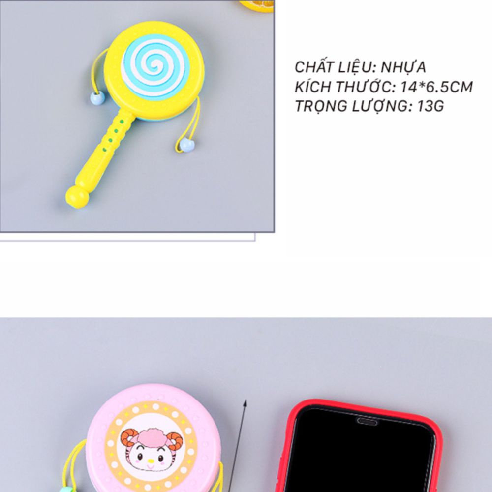 Trống lục lạc cho bé hình động vật ngộ nghĩnh chất liệu nhựa ABS (đồ chơi lục lạc)