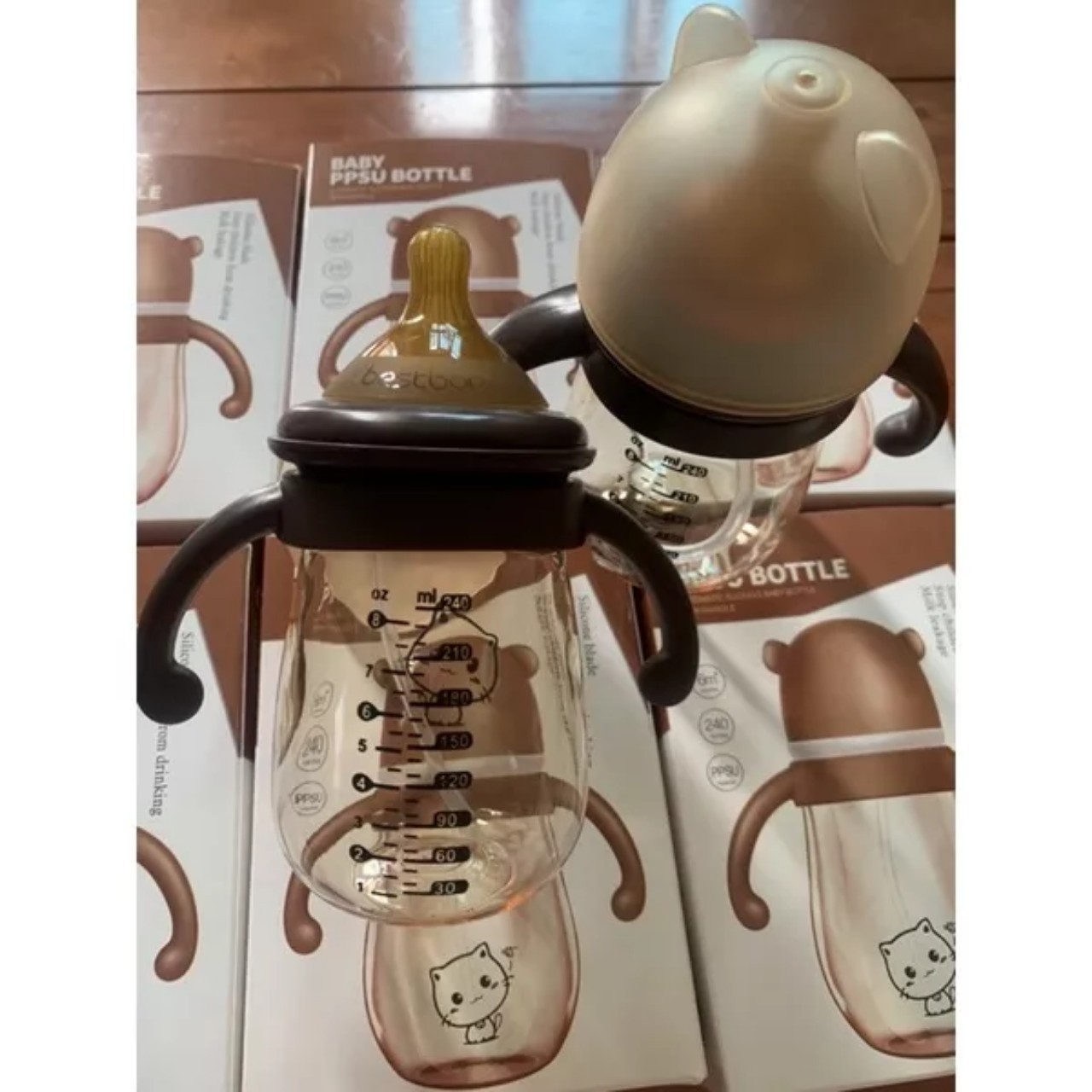 Bình sữa PPSU mèo Kitty cổ rộng 240ml/300ml