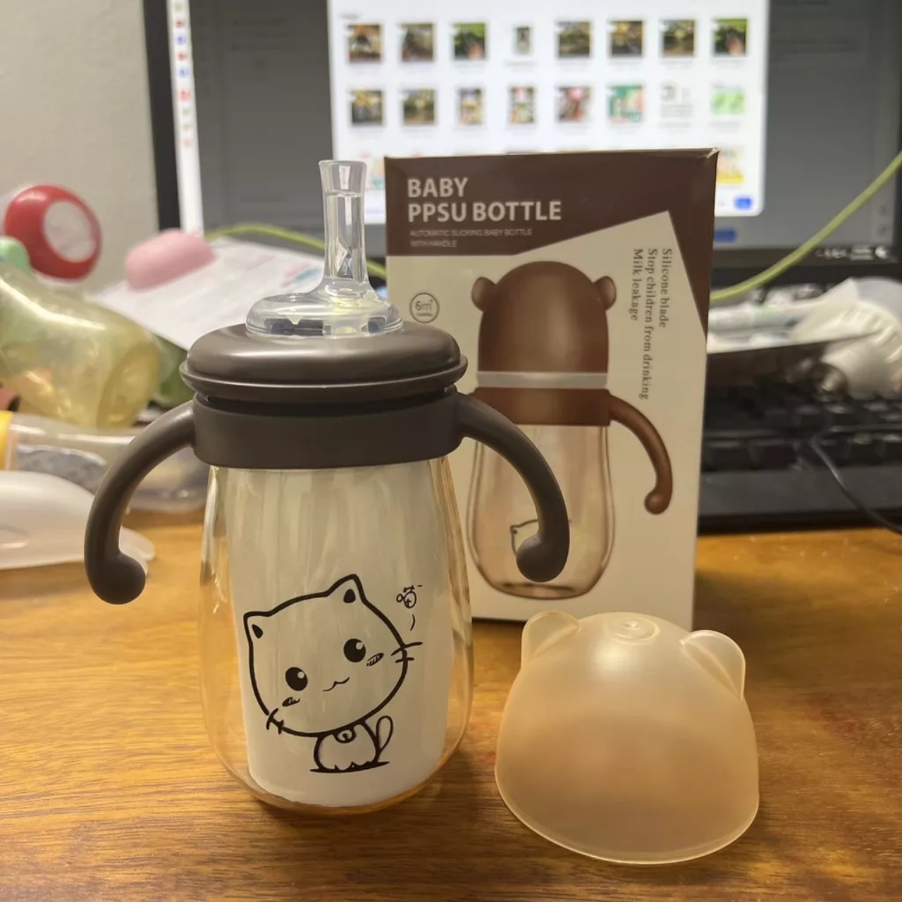 Bình sữa PPSU mèo Kitty cổ rộng 240ml/300ml