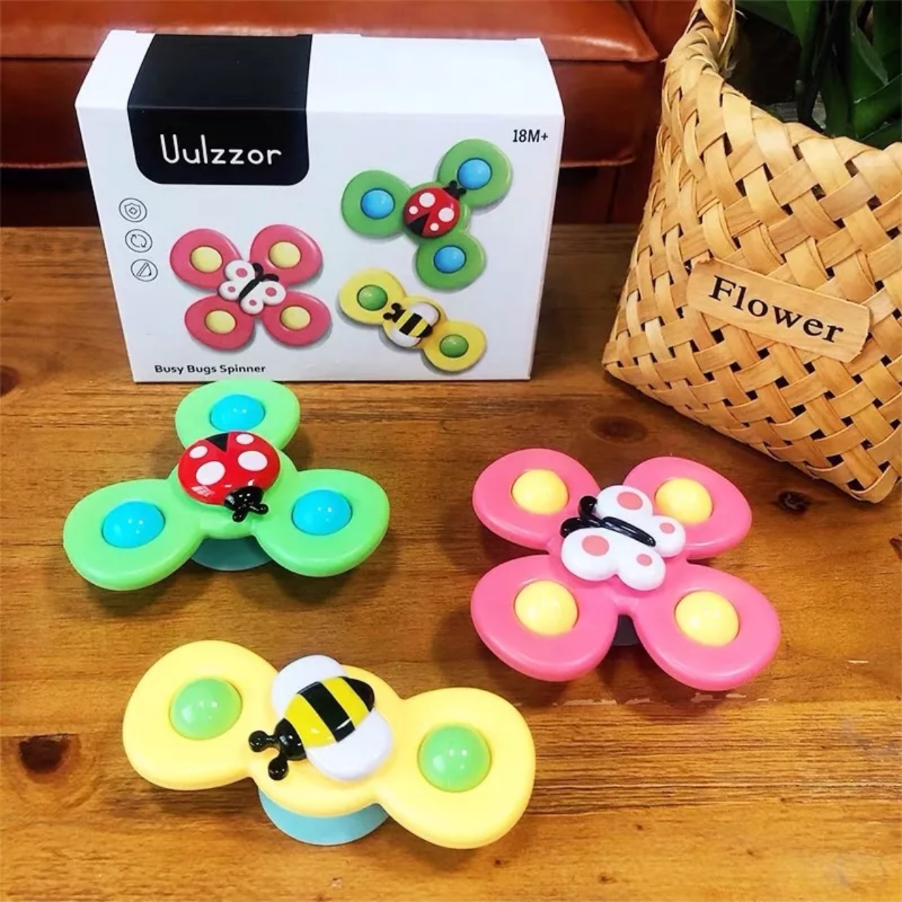 Set đồ chơi 3 con quay spinner, chong chóng dính tường, âm thanh vui nhộn cho bé