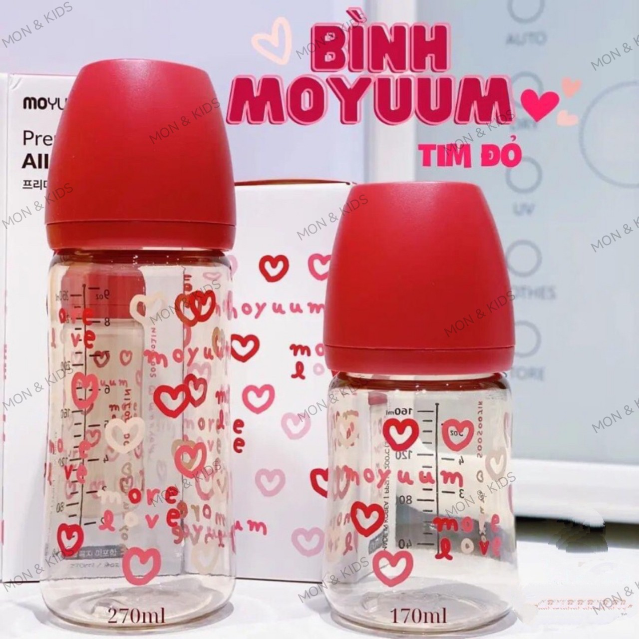 Bình sữa Moyuum Hàn Quốc 270ml Tim Đỏ (More Love Edition)