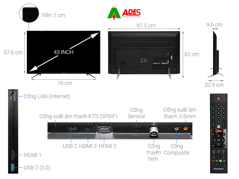 Android Tivi Panasonic 4K 43 inch 43FX550V