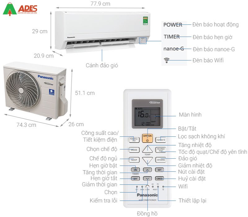  Thong tin ki thuat Dieu hoa Panasonic Inverter CU/CS-WPU12PKH-8M