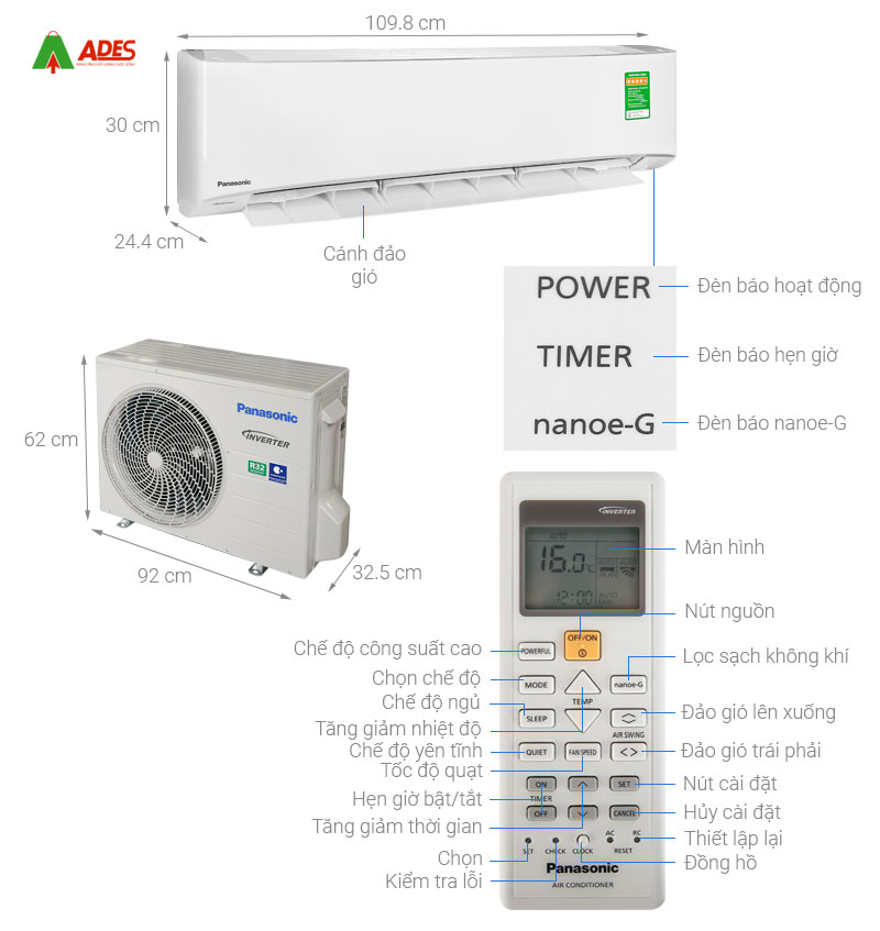 Dieu hoa Panasonic Inverter 2 chieu YZ18UKH-10