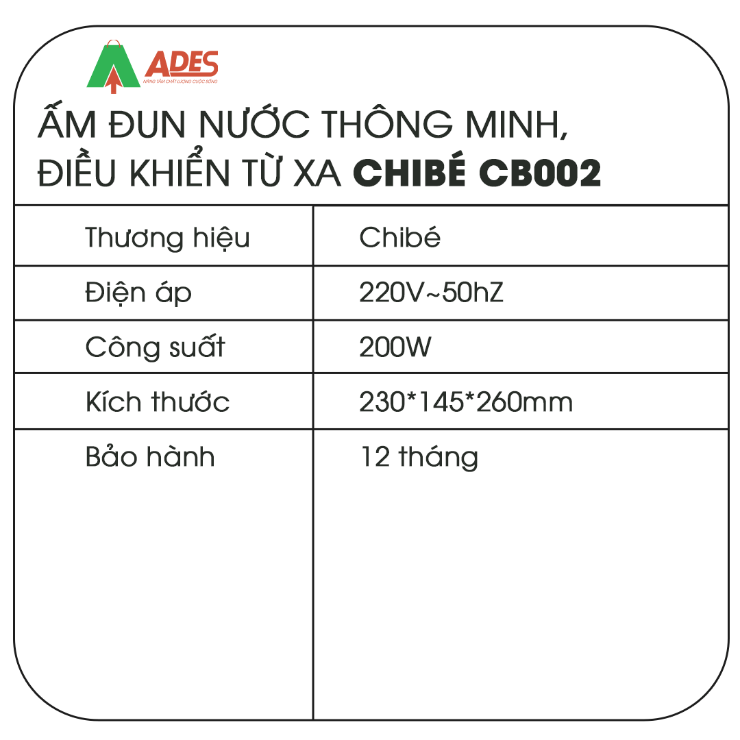 am dun nuoc thong minh Chibe CB002