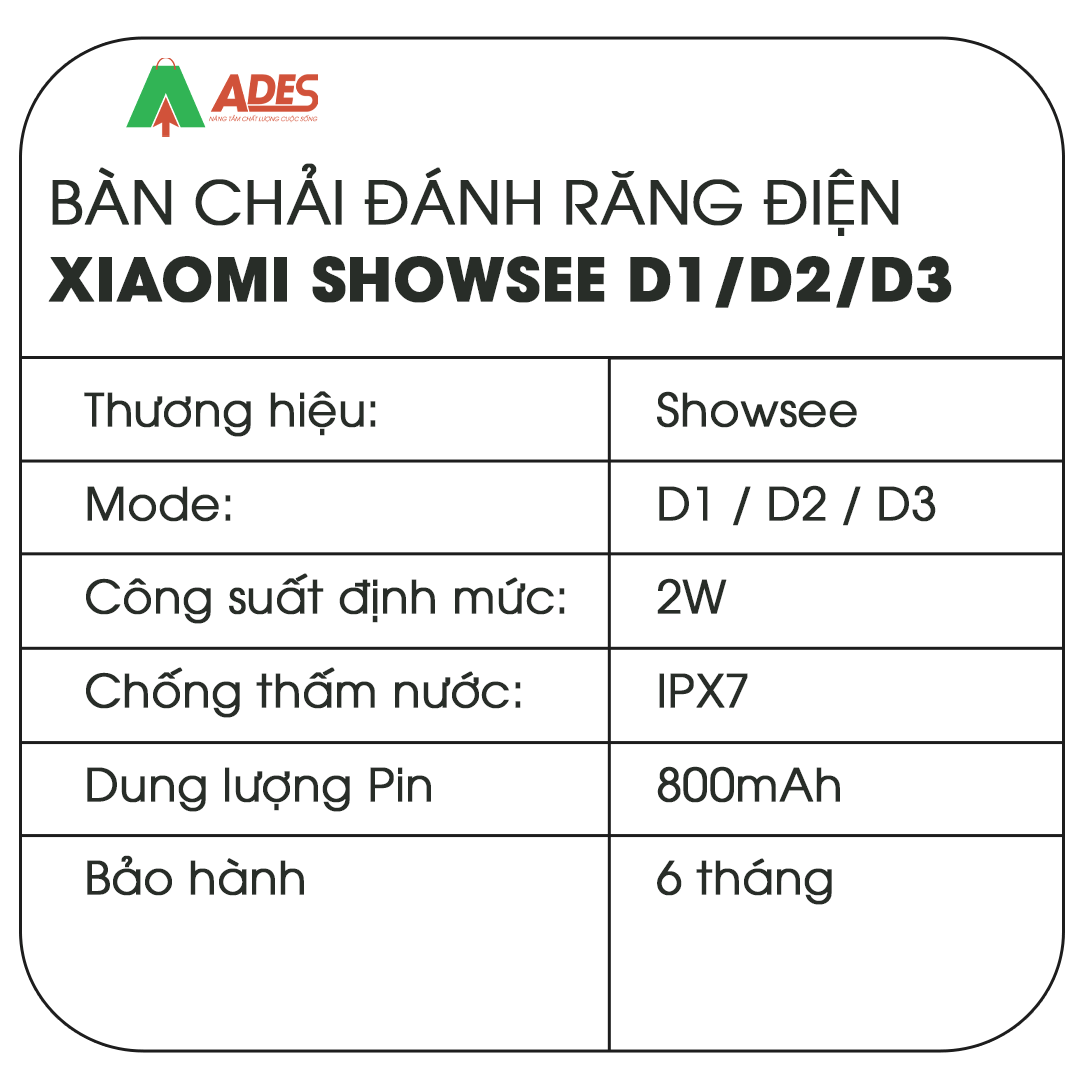 Bàn chải đánh răng điện Xiaomi Showsee D1/D2/D3