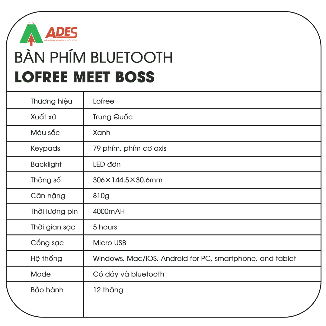 Ban phim Bluetooth Lofree meet Boss