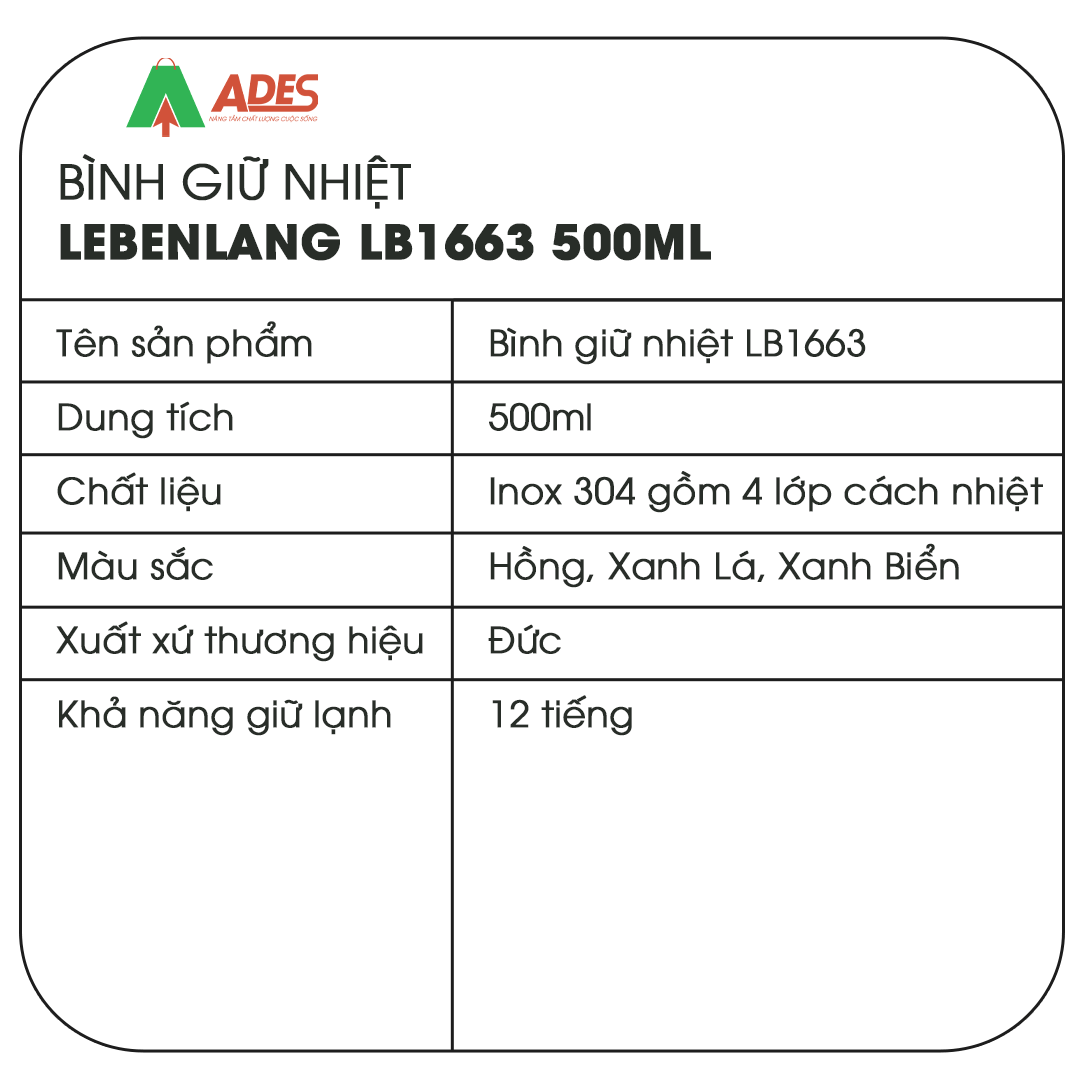 Binh giu nhiet LEBENLANG LB1663