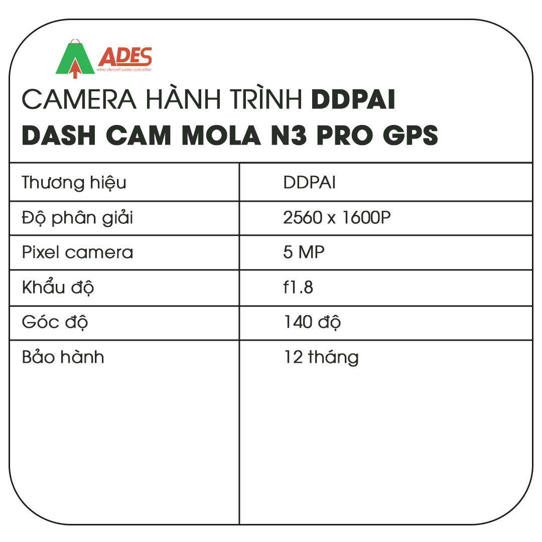 Xiaomi DDPAI Dash cam Mola N3 Pro GPS
