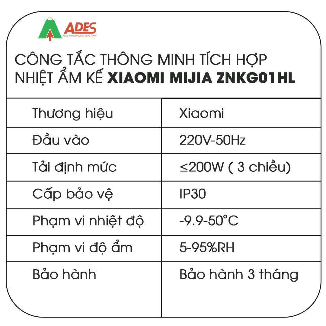 Công tắc thông minh tích hợp nhiệt ẩm kế Xiaomi Mijia ZNKG01HL