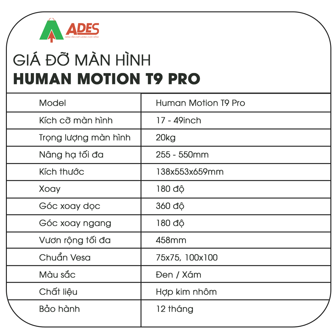 Gia do man hinh Human Motion T9 Pro