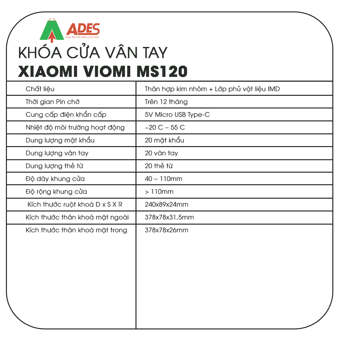 Khoa van tay thong minh Xiaomi Viomi MS120