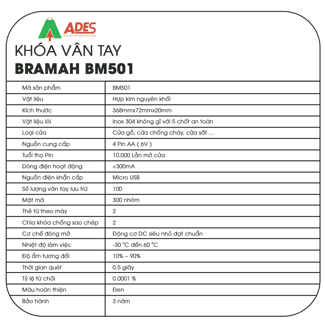 Khoa cua van tay Bramah BM-501