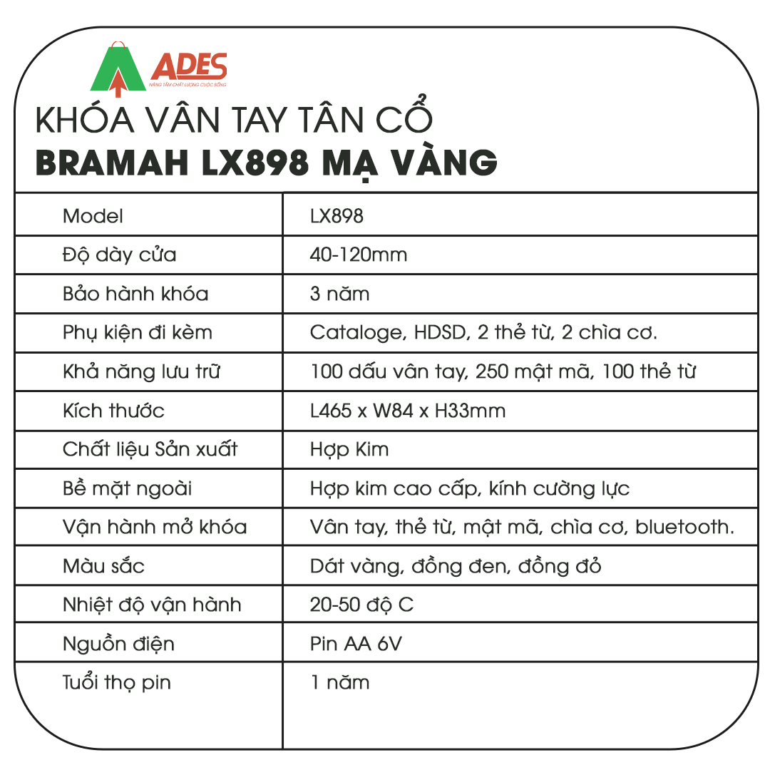 Khoa van tay Bramah LX898