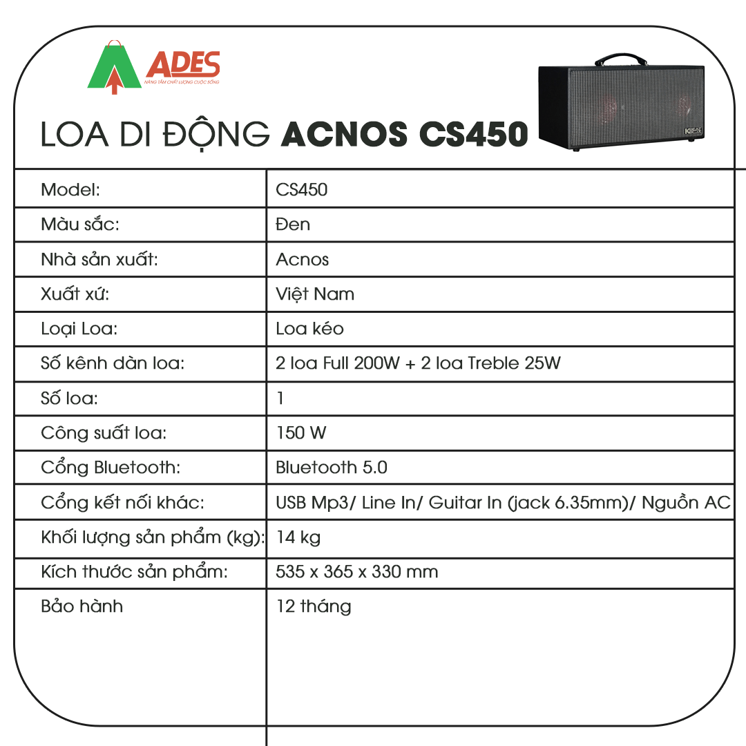 Acnos CS450 thong so ky thuat